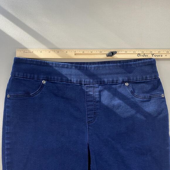 Chico's Perfect Stretch Jeans 1.5 US 10 Ankle Crop Dark Wash Blue Pull On 33x26 - Picture 6 of 15